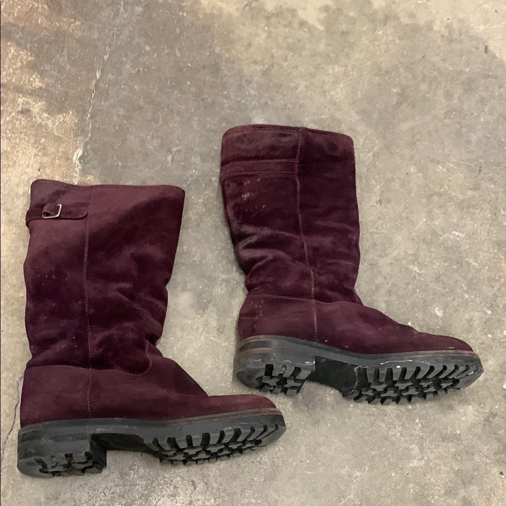 Bally Purple Winter suede chitilla fur Boots with Rugged Sole